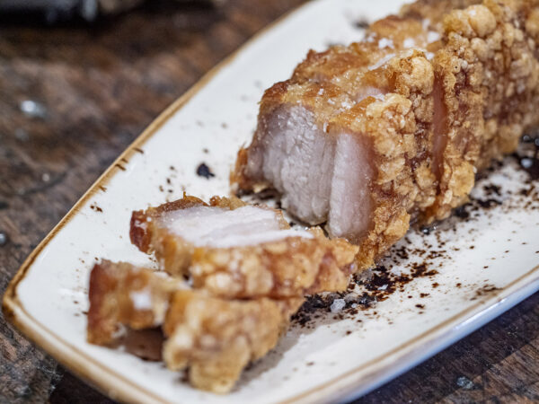 Torreznos de Soria con Puré de Boniato