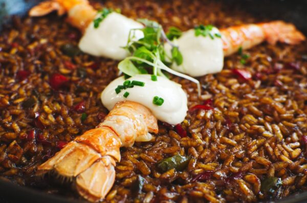 Arroz costreado con carabinero.